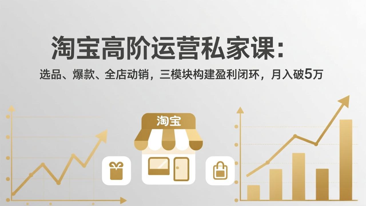淘宝高阶运营私家课:选品、爆款、全店动销,三模块构建盈利闭环,月入破5万(更新26年2月-聚业