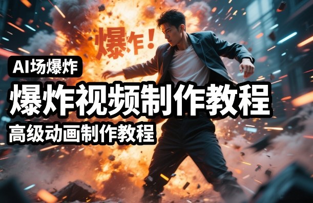 AI场景爆炸视频制作教程,利用人物实拍视频制作出高级的动画特效-聚业