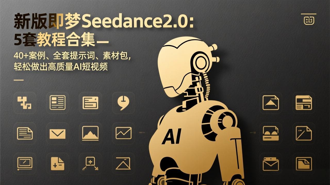 新版即梦Seedance2.0:5套教程合集,40+案例、全套提示词、素材包,轻松做出高质量AI短视频-聚业