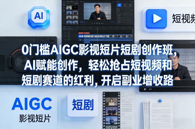 0门槛AIGC影视短片短剧创作班,AI赋能创作,轻松抢占短视频和短剧赛道的红利,开启副业增收路-聚业