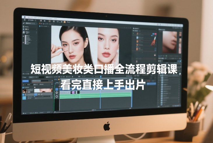 短视频美妆类口播全流程剪辑课,看完直接上手出片-聚业
