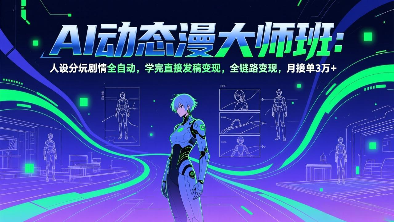 AI动态漫剧大师班:人设分镜剧情全自动,学完直接发稿变现,全链路变现,月接单3万+-聚业