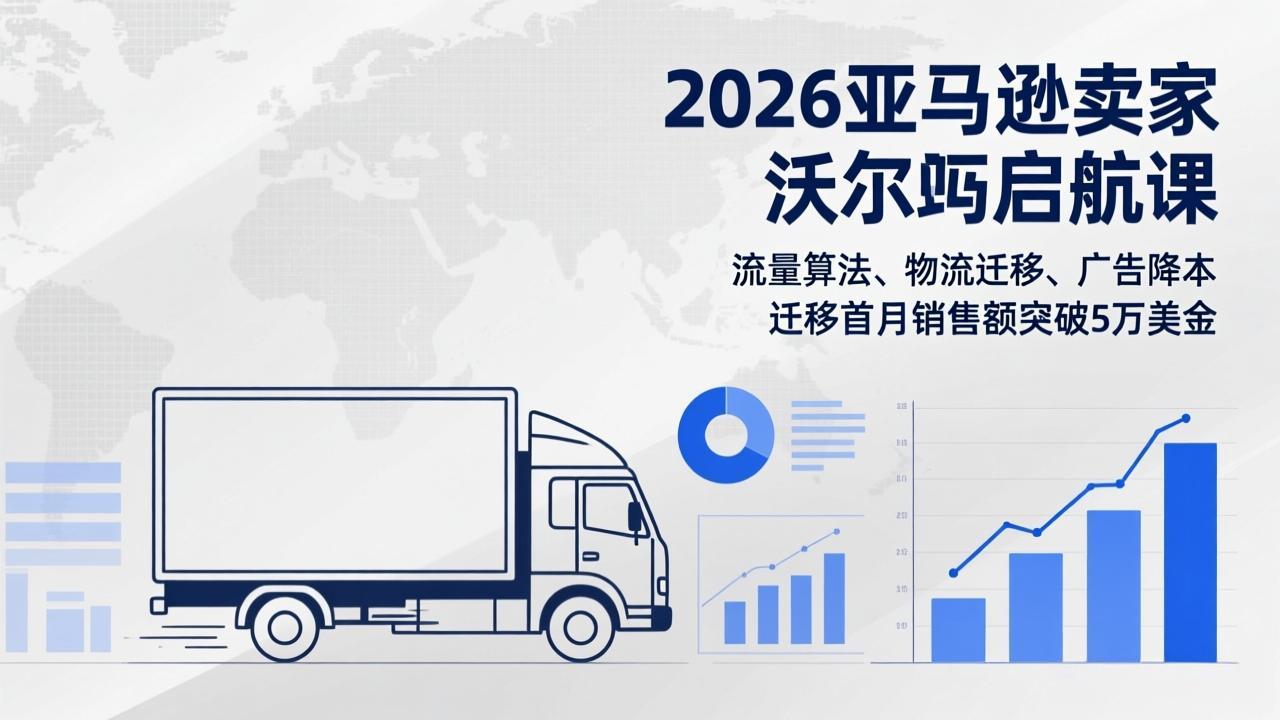 2026亚马逊卖家沃尔玛启航课,流量算法、物流迁移、广告降本,迁移首月销售额突破5万美金-聚业