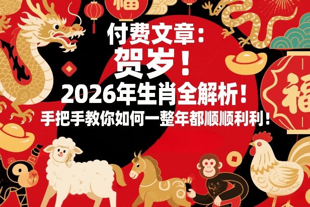 付费文章:贺岁!2026年生肖全解析!手把手教你如何一整年都顺顺利利!-聚业