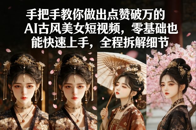 手把手教你做出点赞破万的AI古风美女短视频,零基础也能快速上手,全程拆解细节-聚业