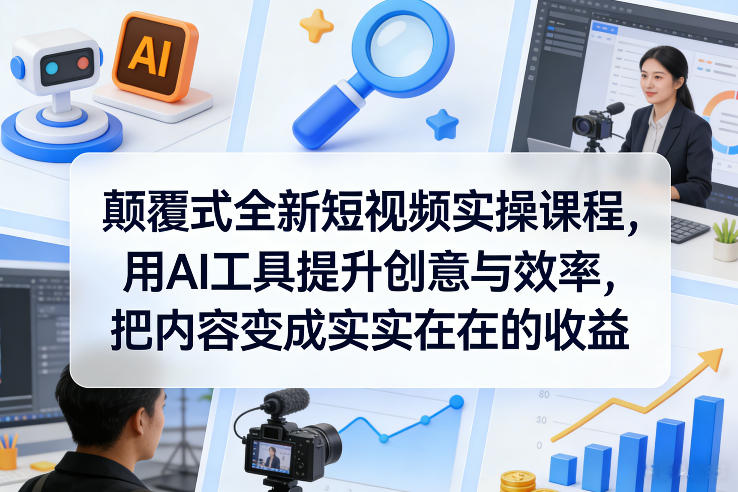 颠覆式全新短视频实操课程,用AI工具提升创意与效率,把内容变成实实在在的收益-聚业