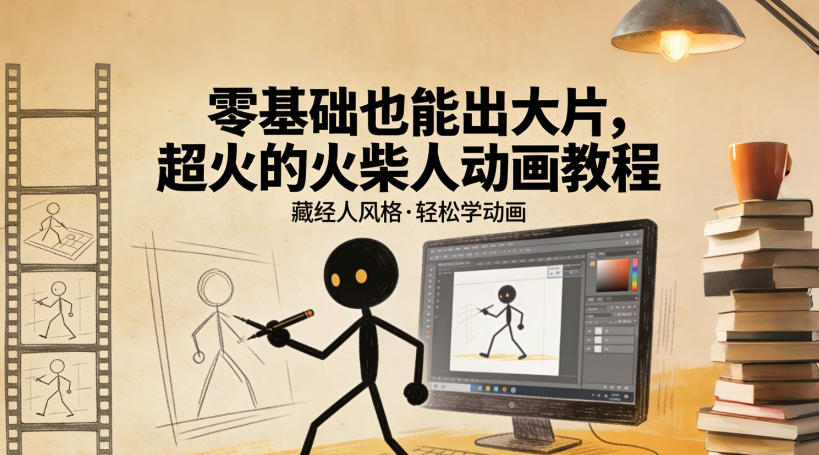 零基础也能出大片,超火的火柴人动画教程(藏经人风格)-聚业