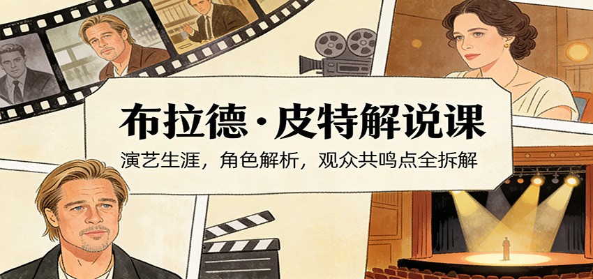 演员说-布拉德.皮特解说课：演艺生涯，角色解析，观众共鸣点全拆解-聚业