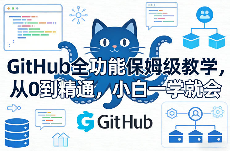 GitHub全功能保姆级教学,从0到精通,小白一学就会-聚业