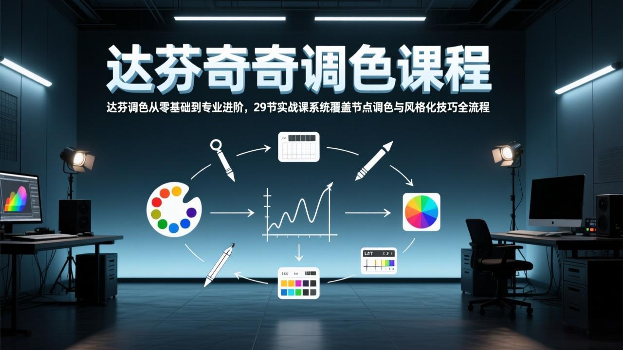 达芬奇调色从零基础到专业进阶,29节实战课系统覆盖节点调色与风格化技巧全流程-聚业