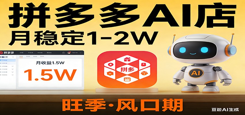 开一家拼多多AI店,月稳定1-2W,目前旺季,风口期!-聚业