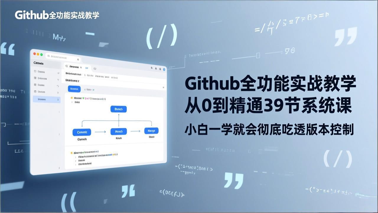 GitHub-全功能实战教学,从0到精通39节系统课,小白一学就会彻底吃透版本控制-聚业