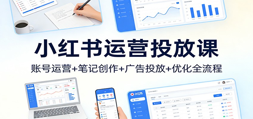小红书运营投放课：账号运营+笔记创作+广告投放+优化全流程-聚业