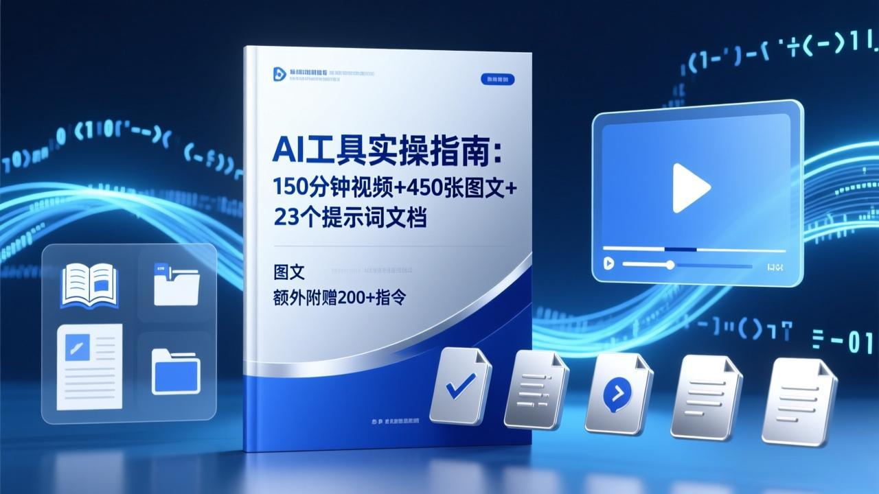 AI工具实操指南:150分钟视频+450张图文+23个提示词文档,额外附赠200+指令-聚业
