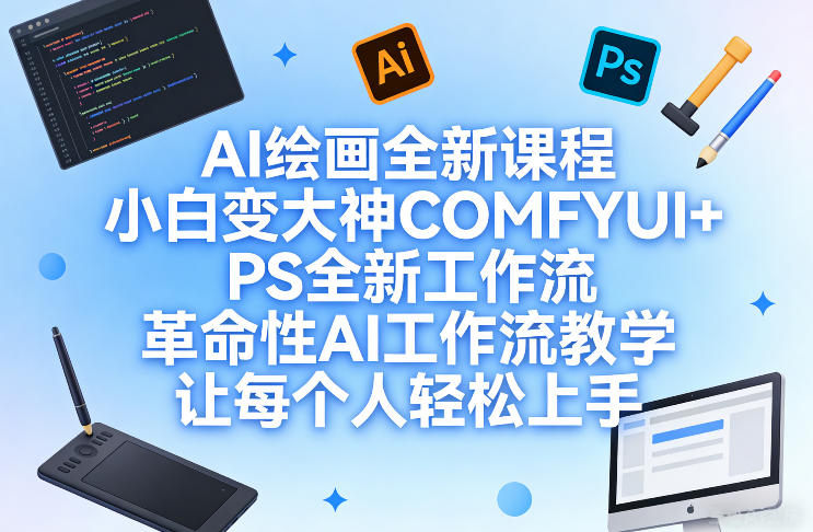 AI绘画全新课程,小白变大神COMFYUI+PS全新工作流,革命性AI工作流教学,让每个人轻松上手-聚业
