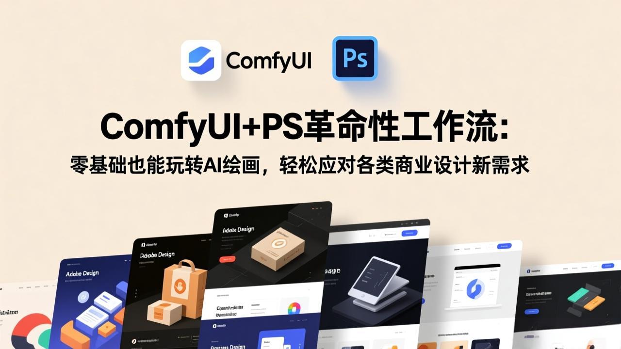 ComfyUI+PS革命性工作流:零基础也能玩转AI绘画,轻松应对各类商业设计新需求-聚业