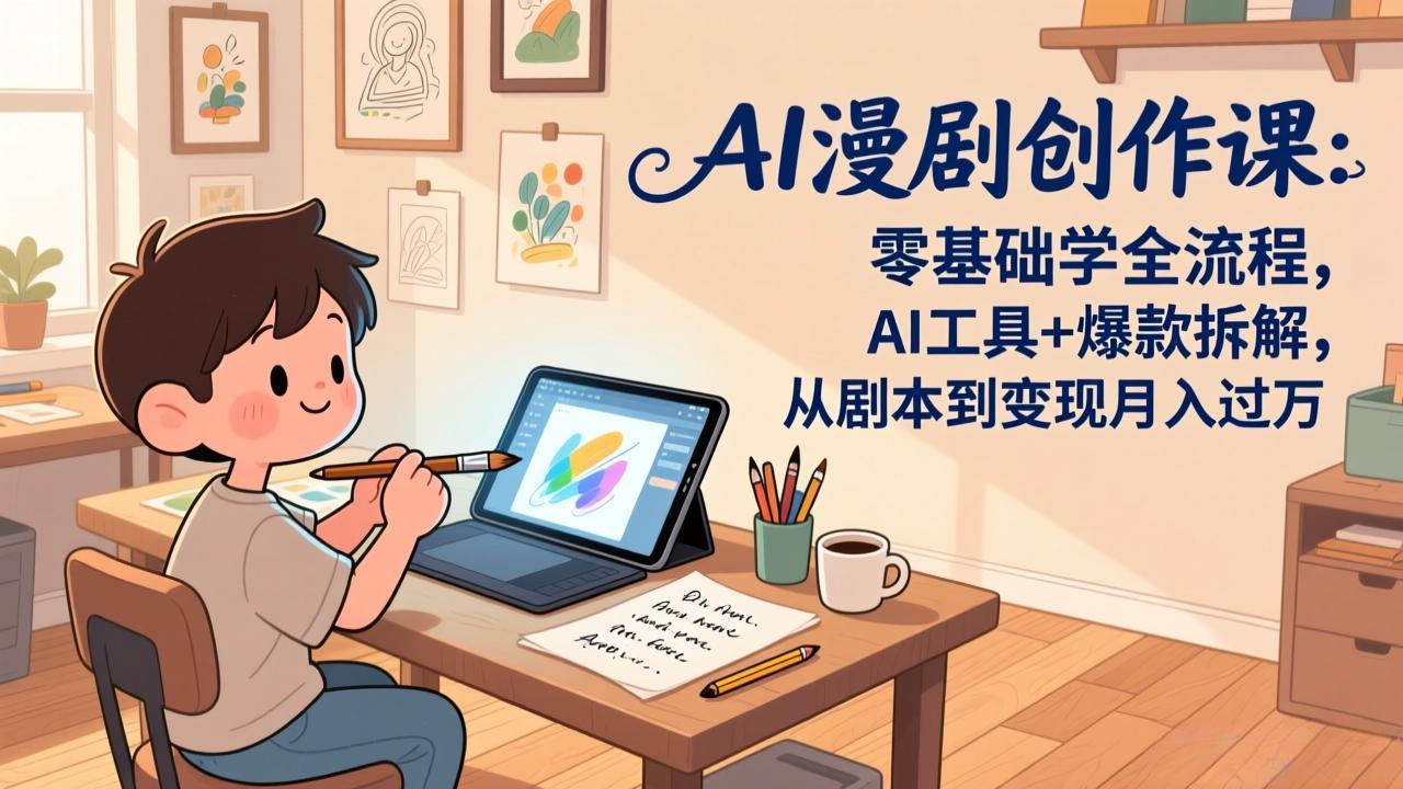 AI漫剧创作课:零基础学全流程,AI工具+爆款拆解,从剧本到变现月入过万-聚业