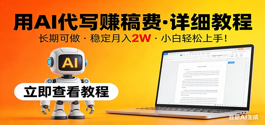 用AI代写赚稿费,详细教程,长期可做,稳定月入2W,小白轻松上手!-聚业