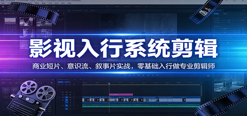 影视系统剪辑，商业短片、意识流、叙事片实战，零基础入行做专业剪辑师-聚业