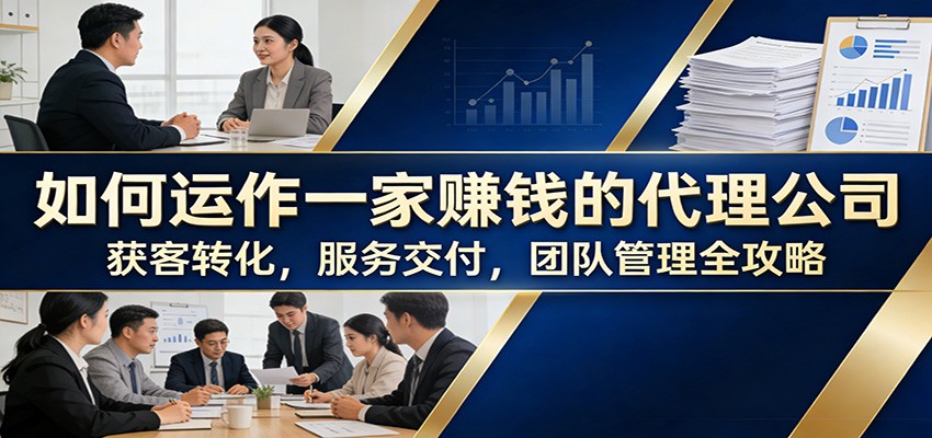 如何运作一家赚钱的代理公司：获客转化，服务交付，团队管理全攻略-聚业