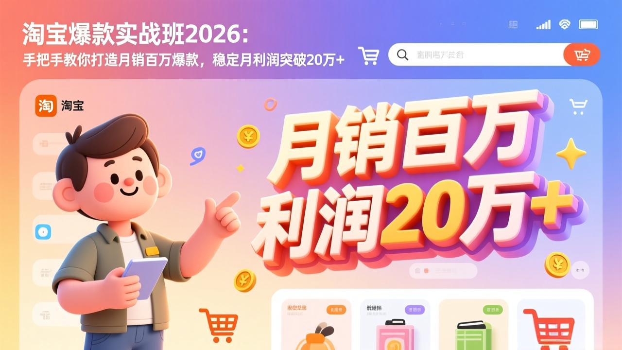 淘宝爆款实战班-2026年3月更新：手把手教你打造月销百万爆款，稳定月利润突破20万+-聚业