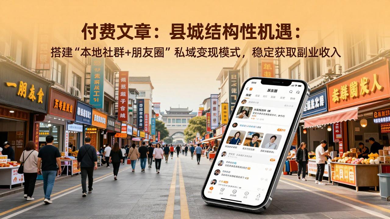 付费文章：县城结构性机遇：搭建“本地社群+朋友圈”私域变现模式，稳定获取副业收入-聚业