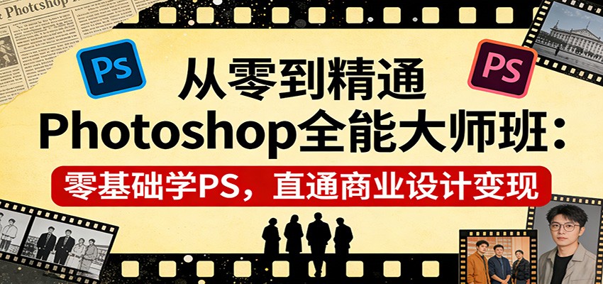 从零到精通Photoshop全能大师班:零基础学PS,直通商业设计变现-聚业