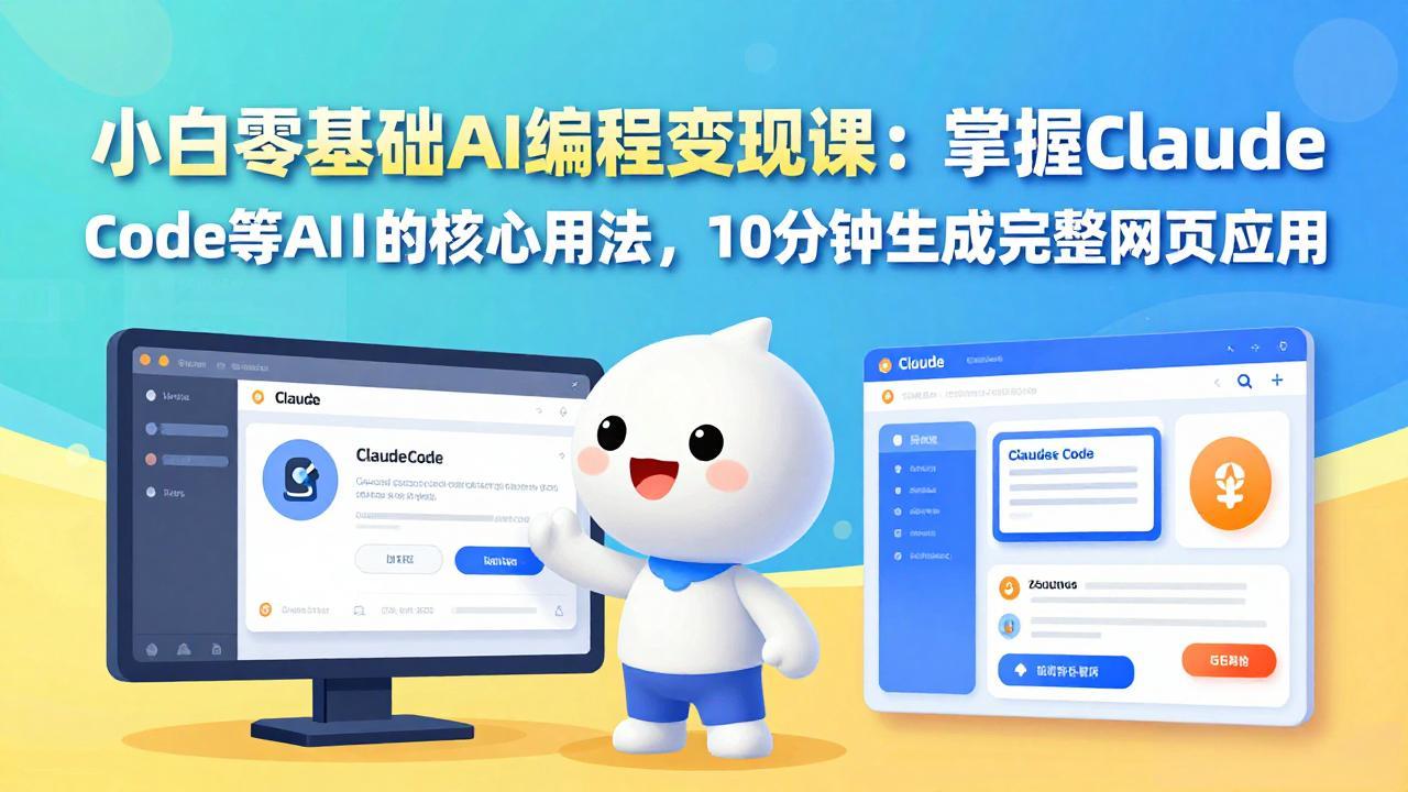 小白零基础AI编程变现课:掌握Claude Code等AI工具的核心用法,10分钟生成完整网页应用-聚业