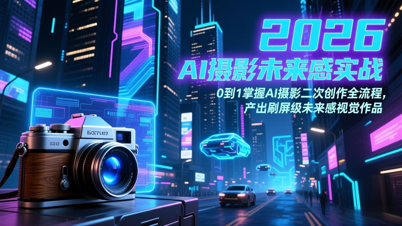 2026 AI摄影未来感实战：0到1掌握AI摄影二次创作全流程，产出刷屏级未来感视觉作品-聚业