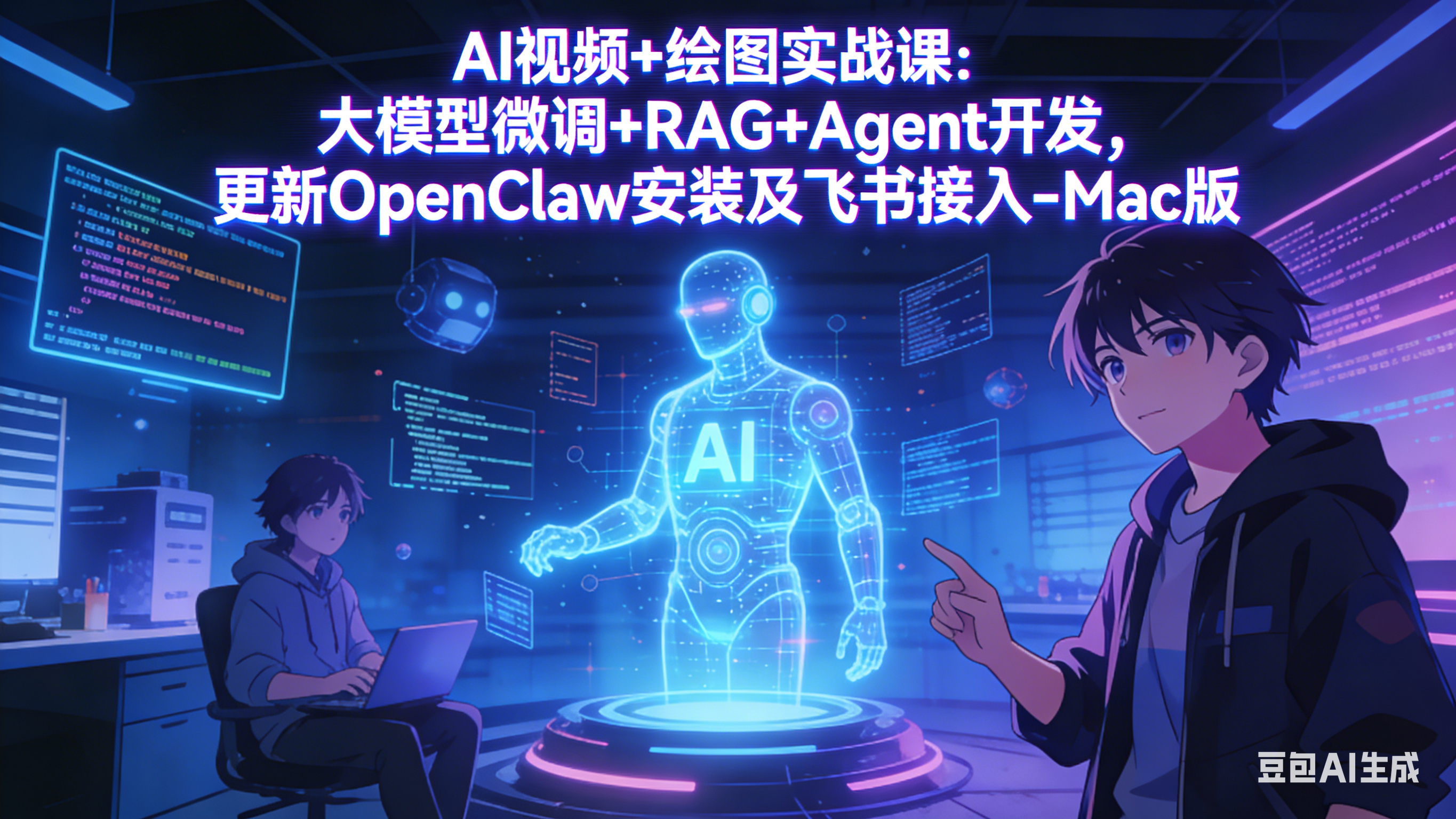 AI视频+绘图实战课:大模型微调+RAG+Agent开发,更新OpenClaw安装及飞书接入-Mac版-聚业