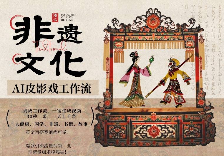 AI一键生成民俗文化非遗皮影戏视频,一刀不剪无需剪辑,30S一条,一天上百条,流量财富嘎嘎猛-聚业