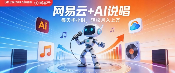 网易云+AI说唱,每天半小时,AI内容创作+流量变现,轻松月入1W-聚业