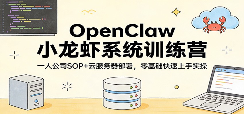 OpenClaw小龙虾系统训练营:一人公司SOP,云服务器部署,零基础快速上手实操-聚业