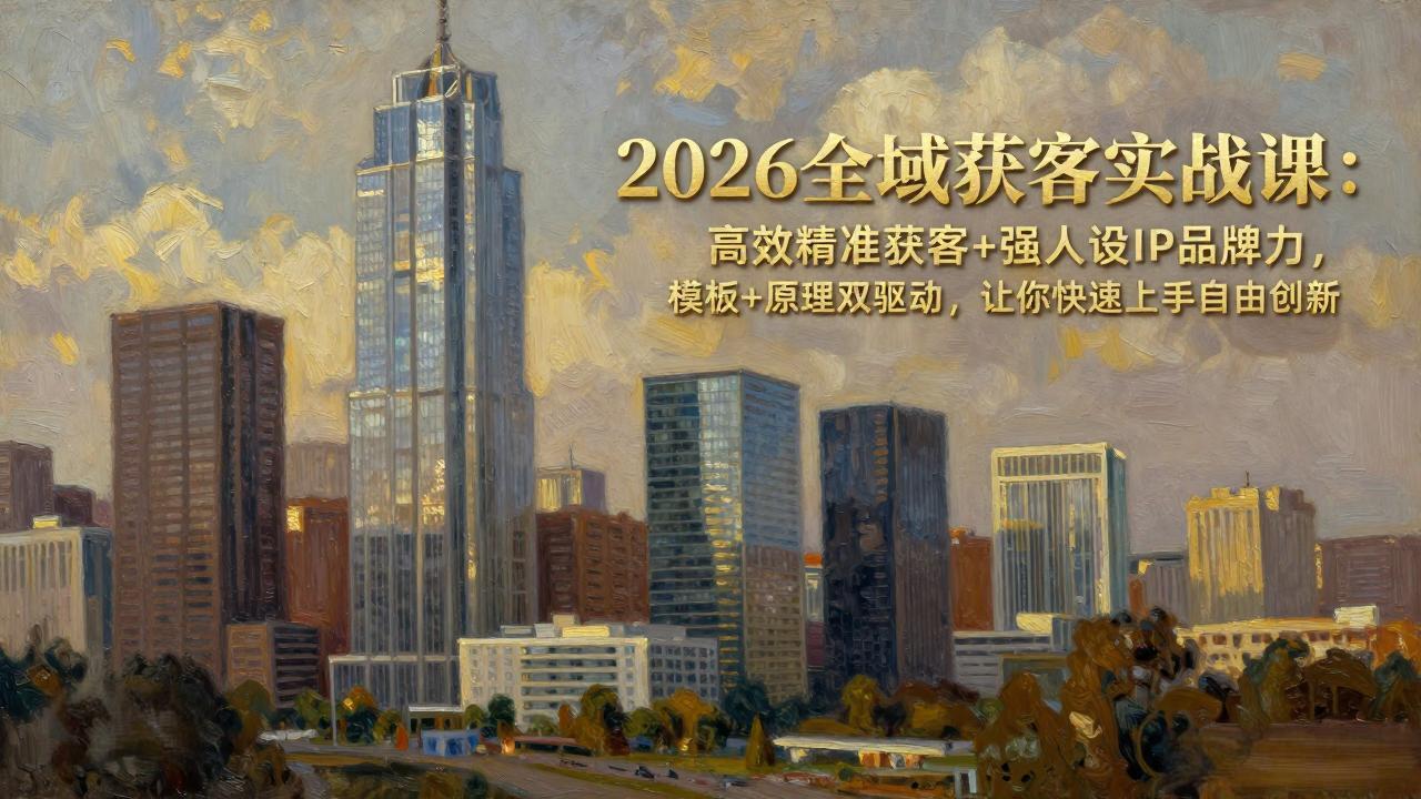 2026全域获客实战课：高效精准获客+强人设IP品牌力，模板+原理双驱动，让你快速上手自由创新-聚业
