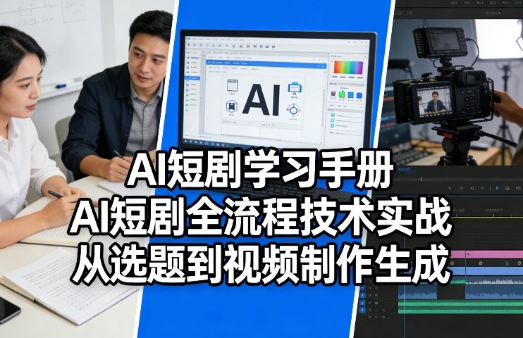 AI短剧学习手册，AI短剧全流程技术实战，从选题到视频制作生成-聚业