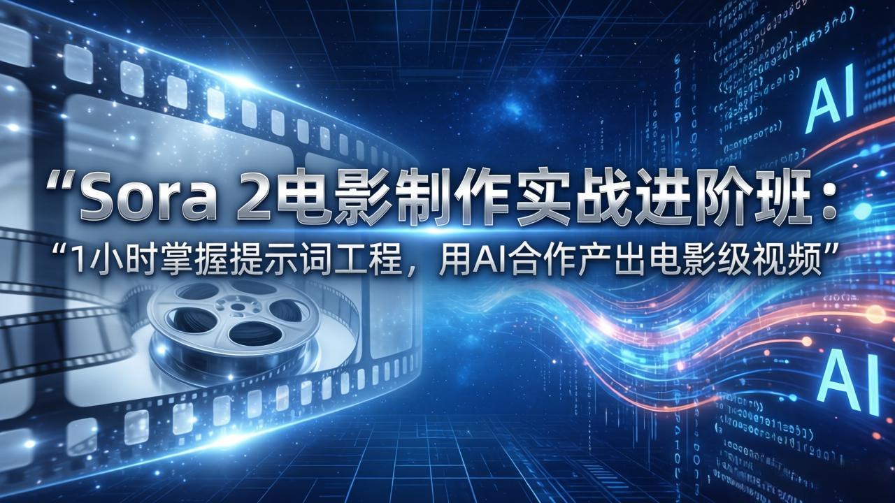Sora 2电影制作实战进阶班:1小时掌握提示词工程,用AI合作产出电影级视频-聚业