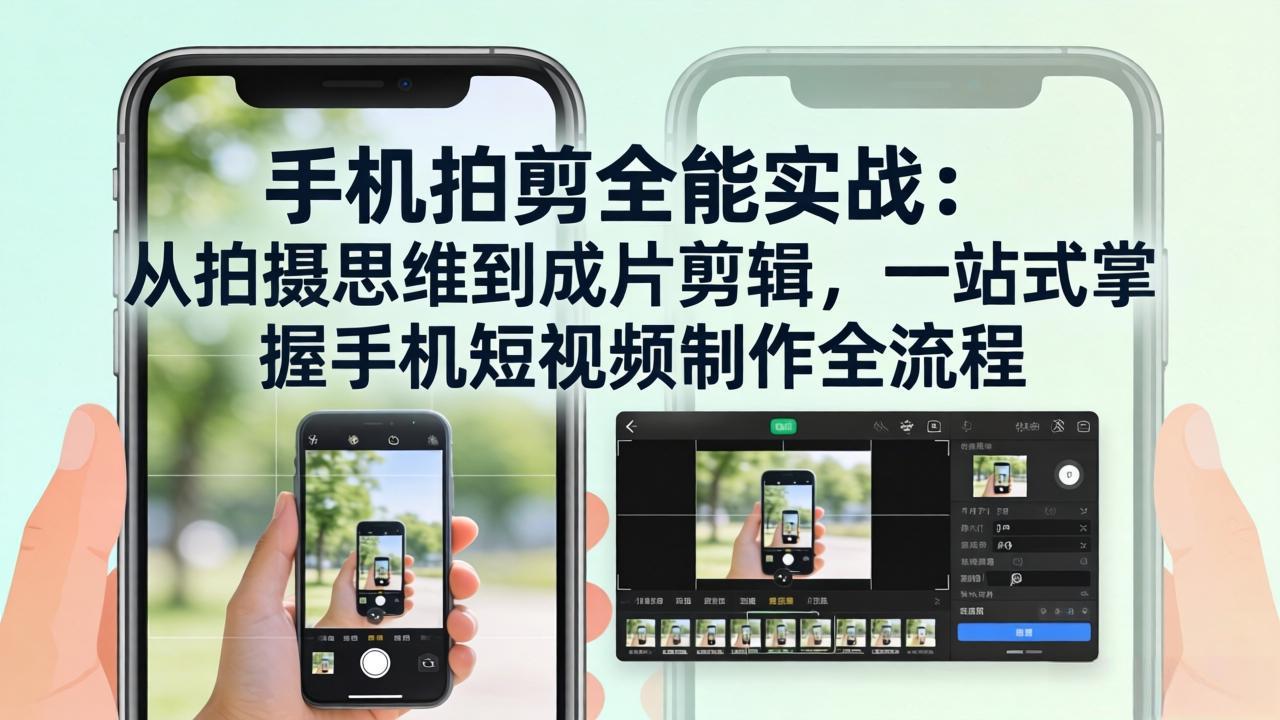 手机拍剪全能实战:从拍摄思维到成片剪辑,一站式掌握手机短视频制作全流程-聚业