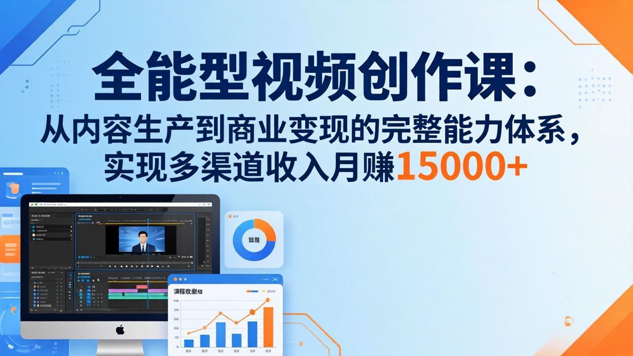 全能型视频创作课-26年3月更新:从内容生产到商业变现的完整能力体系,多渠道收入月赚15000+-聚业