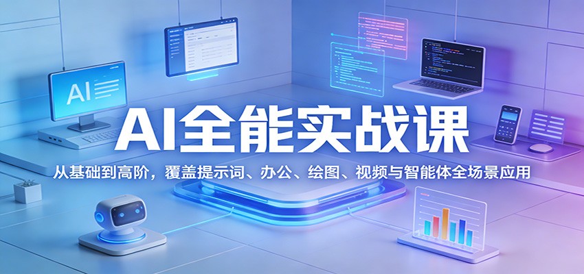 AI全能实战课:从基础到高阶,覆盖提示词、办公、绘图、视频与智能体全场景应用-聚业