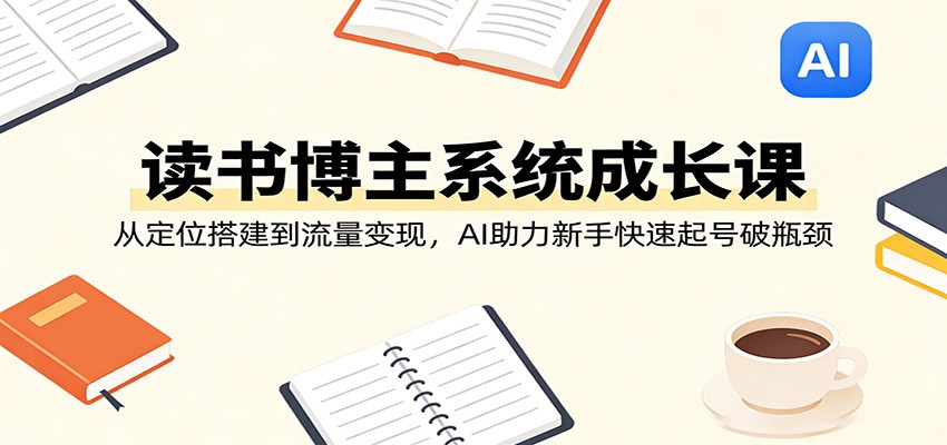 读书博主系统成长课:从定位搭建到流量变现,AI助力新手快速起号破瓶颈-聚业