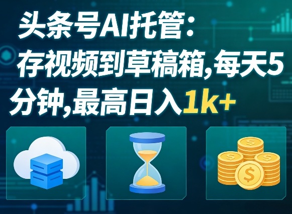 头条号AI托管,我存视频到你草稿箱,每天5分钟,最高日入1k+【揭秘】-聚业