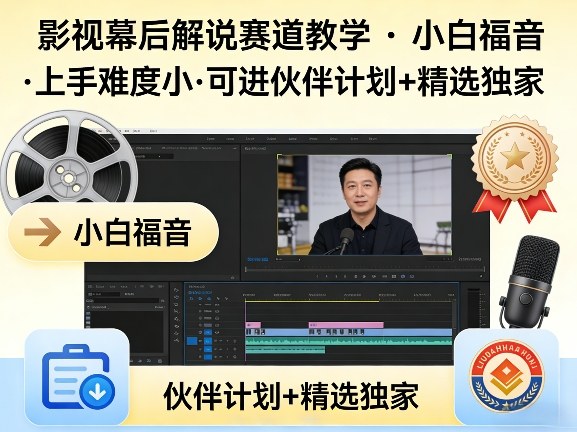某大佬的影视幕后解说赛道教学，小白福音，上手难度小，可进伙伴计划+精选独家-聚业