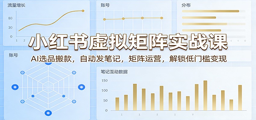 小红书虚拟矩阵实战课：AI选品搬款，自动发笔记，矩阵运营，解锁低门槛变现-聚业
