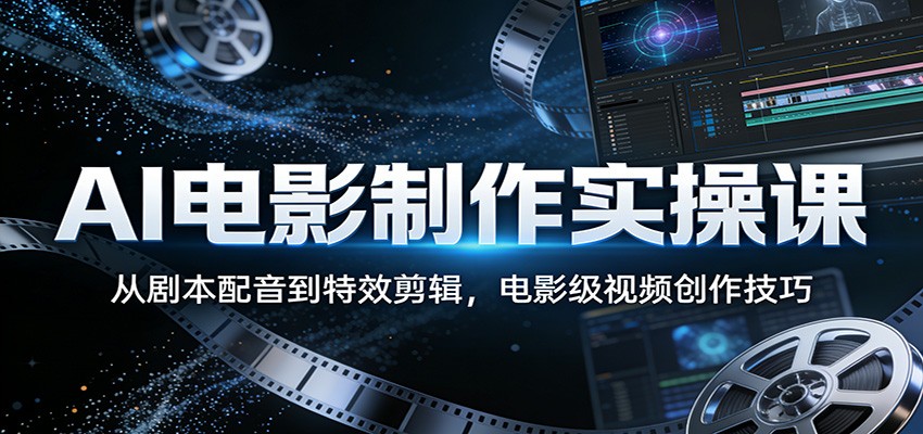 AI电影制作实操课：从剧本配音到特效剪辑，电影级视频创作技巧-聚业