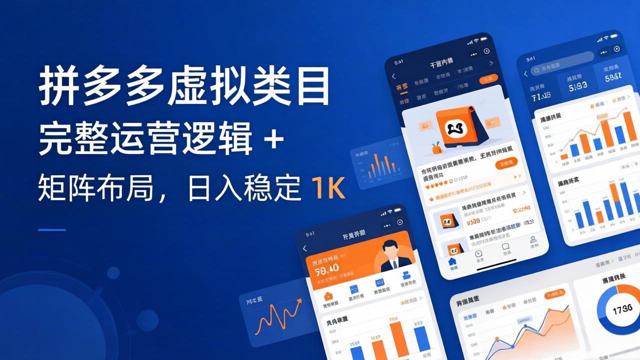 拼多多虚拟类目干货：完整运营逻辑 + 矩阵布局，日入稳定 1K-聚业