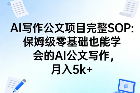 AI写作公文项目完整SOP，保姆级零基础也能学会的AI公文写作，月入5k+-聚业