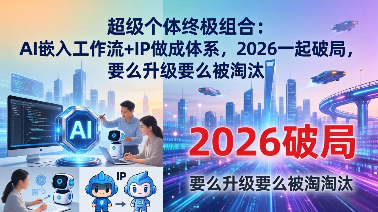 超级个体终极组合:AI嵌入工作流+IP做成体系,2026一起破局,要么升级要么被淘汰-聚业