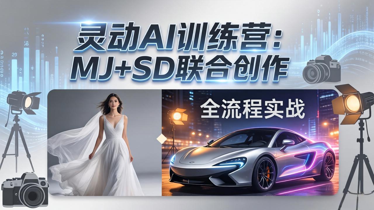 灵动AI训练营-3.0课程:MJ+SD联合创作,从婚纱大片到汽车广告,摄影后期全流程实战-聚业