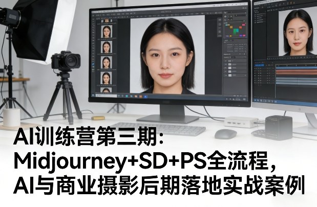 AI训练营第三期:Midjourney+SD+PS全流程,AI与商业摄影后期落地实战案例-聚业