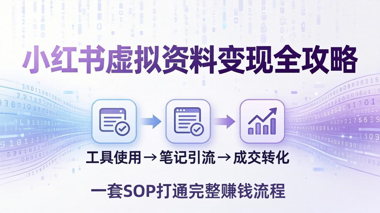 小红书虚拟资料变现全攻略:从工具使用到笔记引流成交,一套 SOP 打通完整赚钱流程-聚业